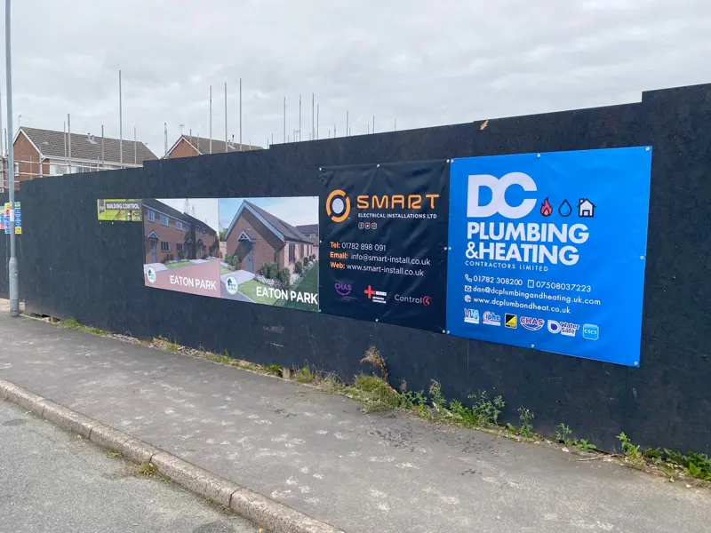DC Plumbing & Heating and Smart banners on site hoarding